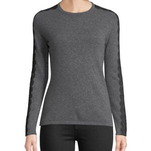Neiman Marcus the cashmere collection gray with black lace trim sweater M